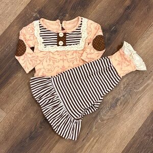 Persnickety Two Piece Pant Matching Set Top Shirt Wide Leg Spring Outfit 0-3m